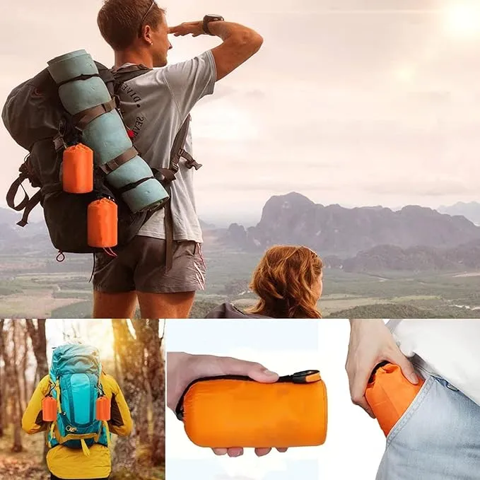 1 Piece Emergency Tent, Polyester Film Survival Tent with String Bundle Pocket Whistle,String with Buckle for Hiking, Camping, First Aid Hurricane