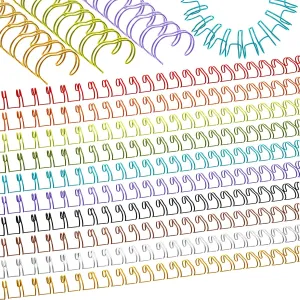 100 Pcs Metal Double Loop Binding Wires 9/16 Bulk Cinch Binding Wires Double Spiral Ring Coil 10 Colors Twin Spines Combs 23 Holes 2: 1 Pitch Cinch Coil Machine Wire