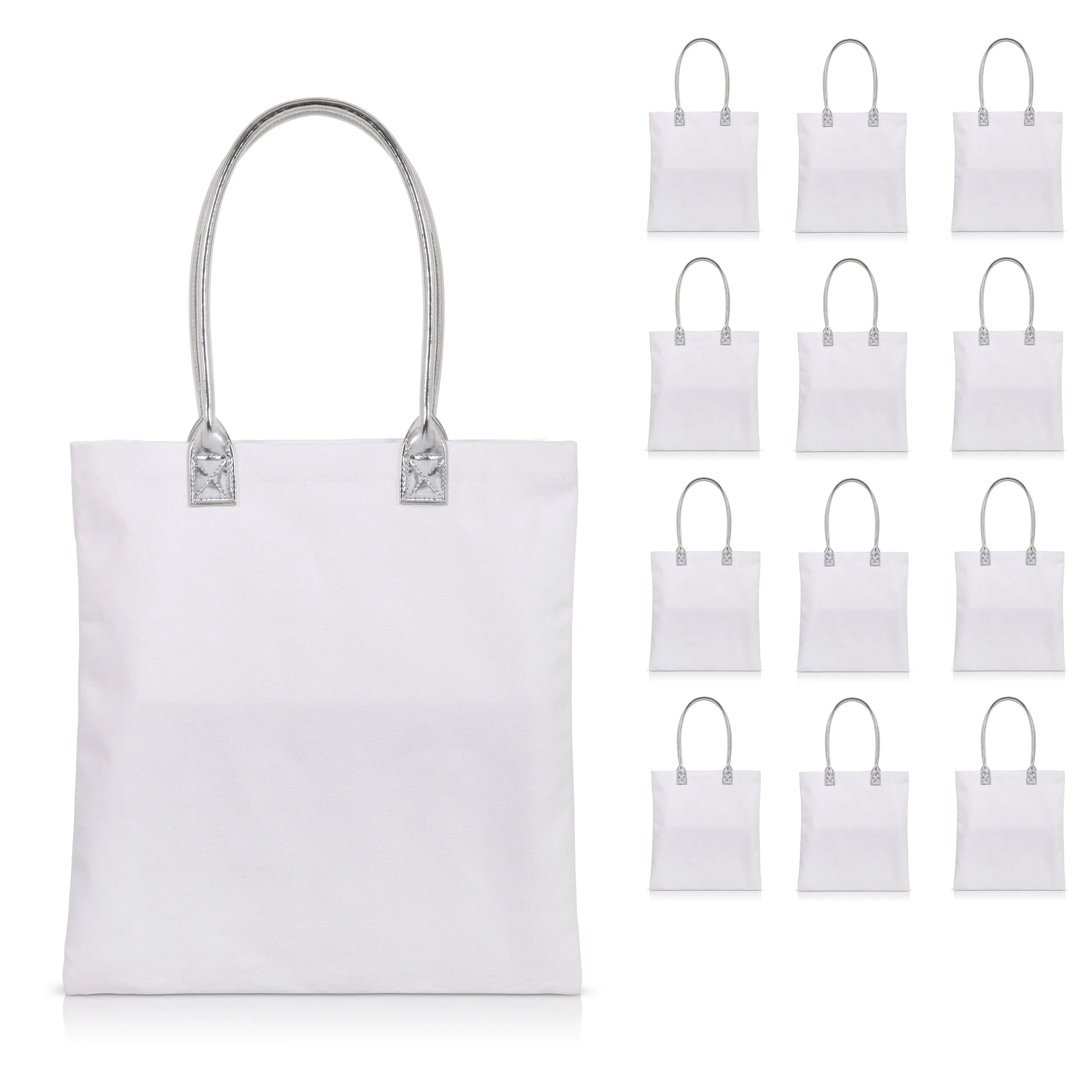 12 pcs Cotton Canvas Craft Totes with Metallic Handles