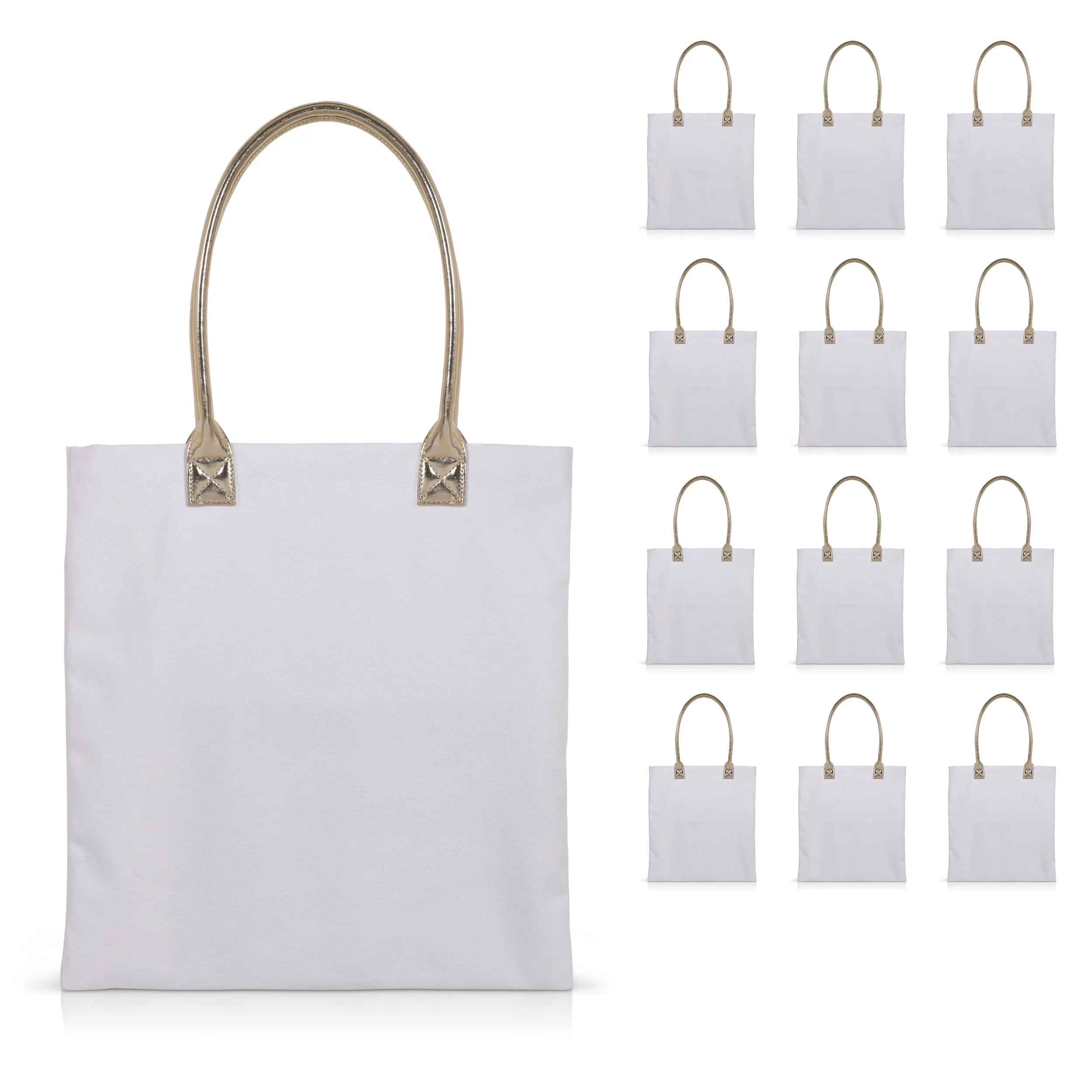12 pcs Cotton Canvas Craft Totes with Metallic Handles