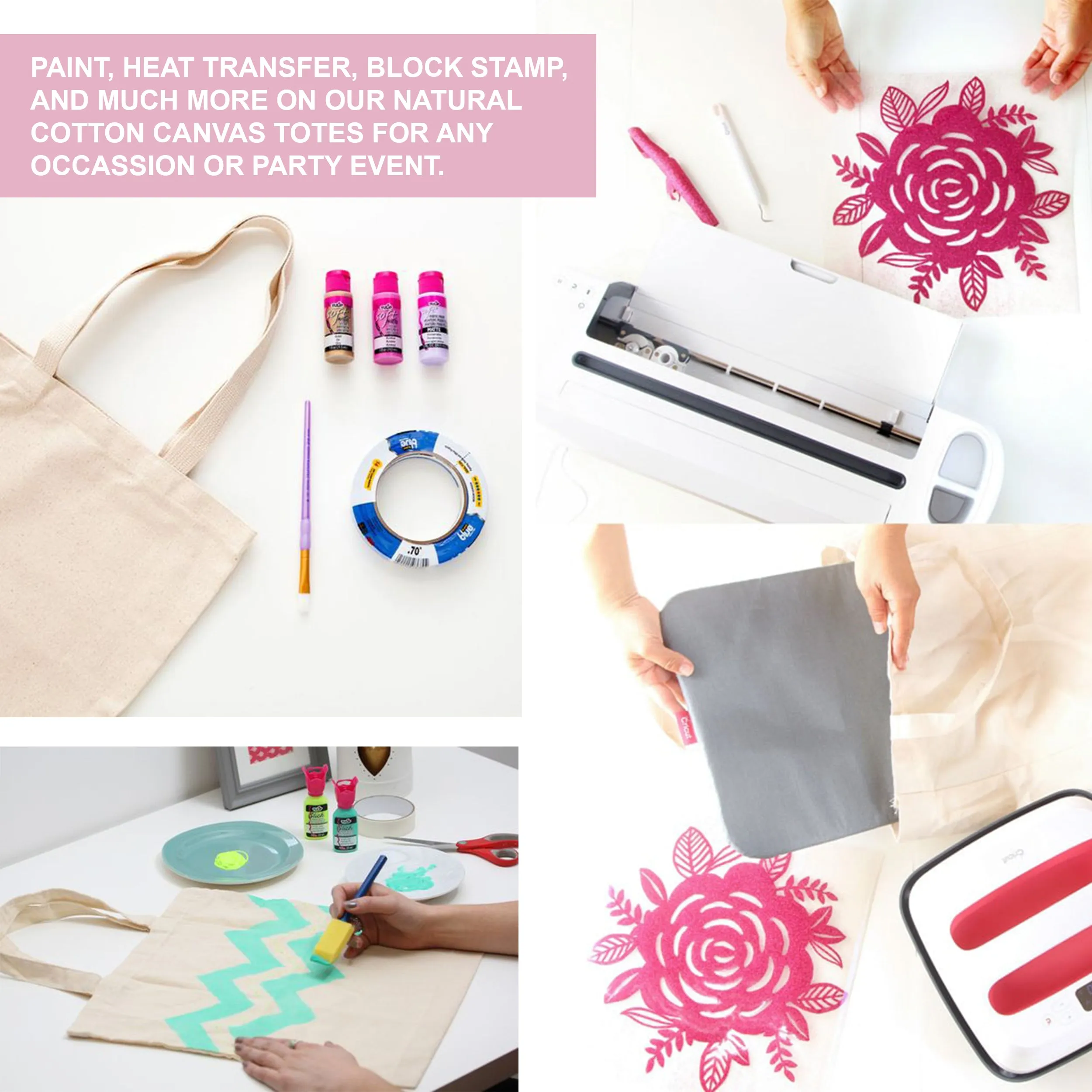 12 pcs Cotton Canvas Craft Totes with Metallic Handles