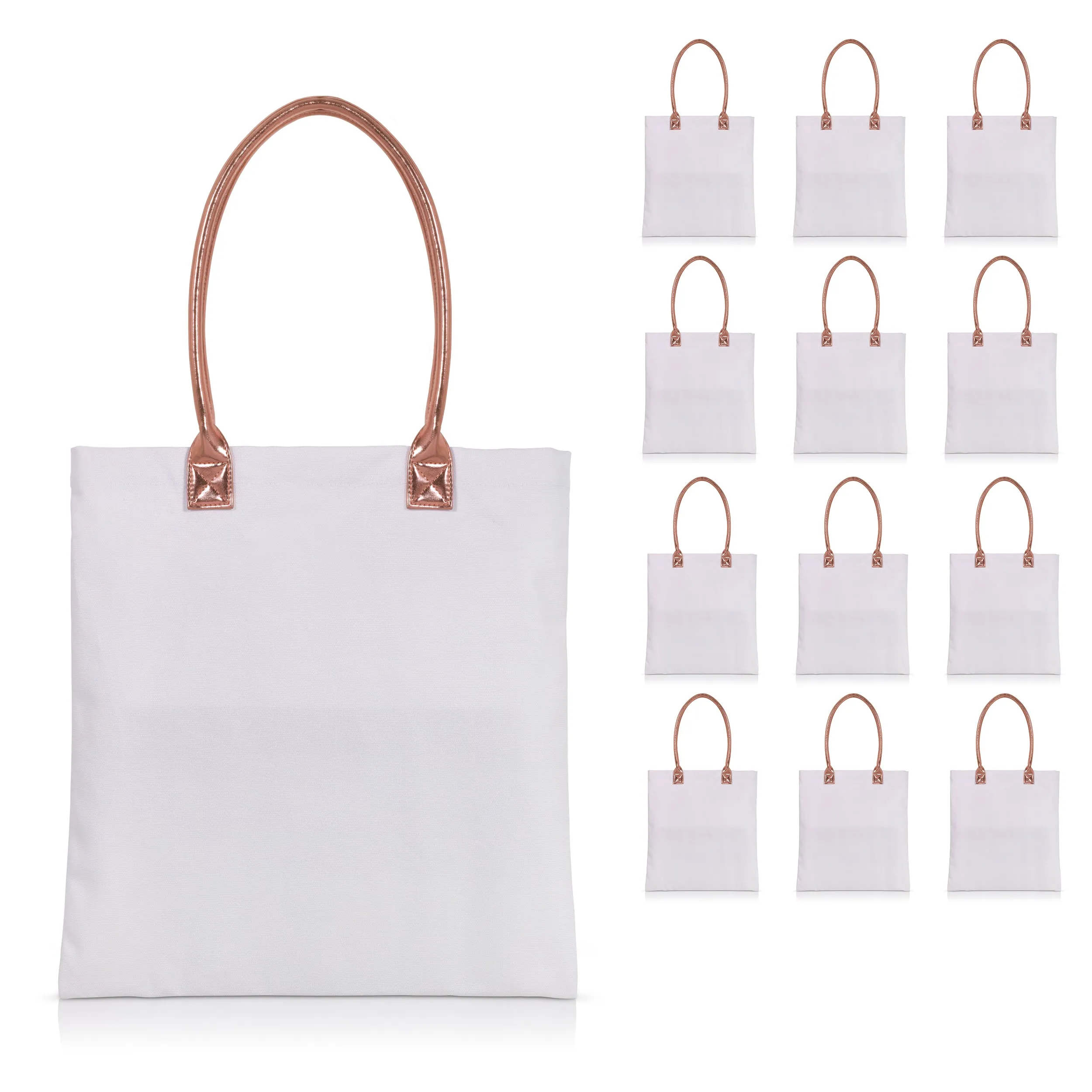 12 pcs Cotton Canvas Craft Totes with Metallic Handles