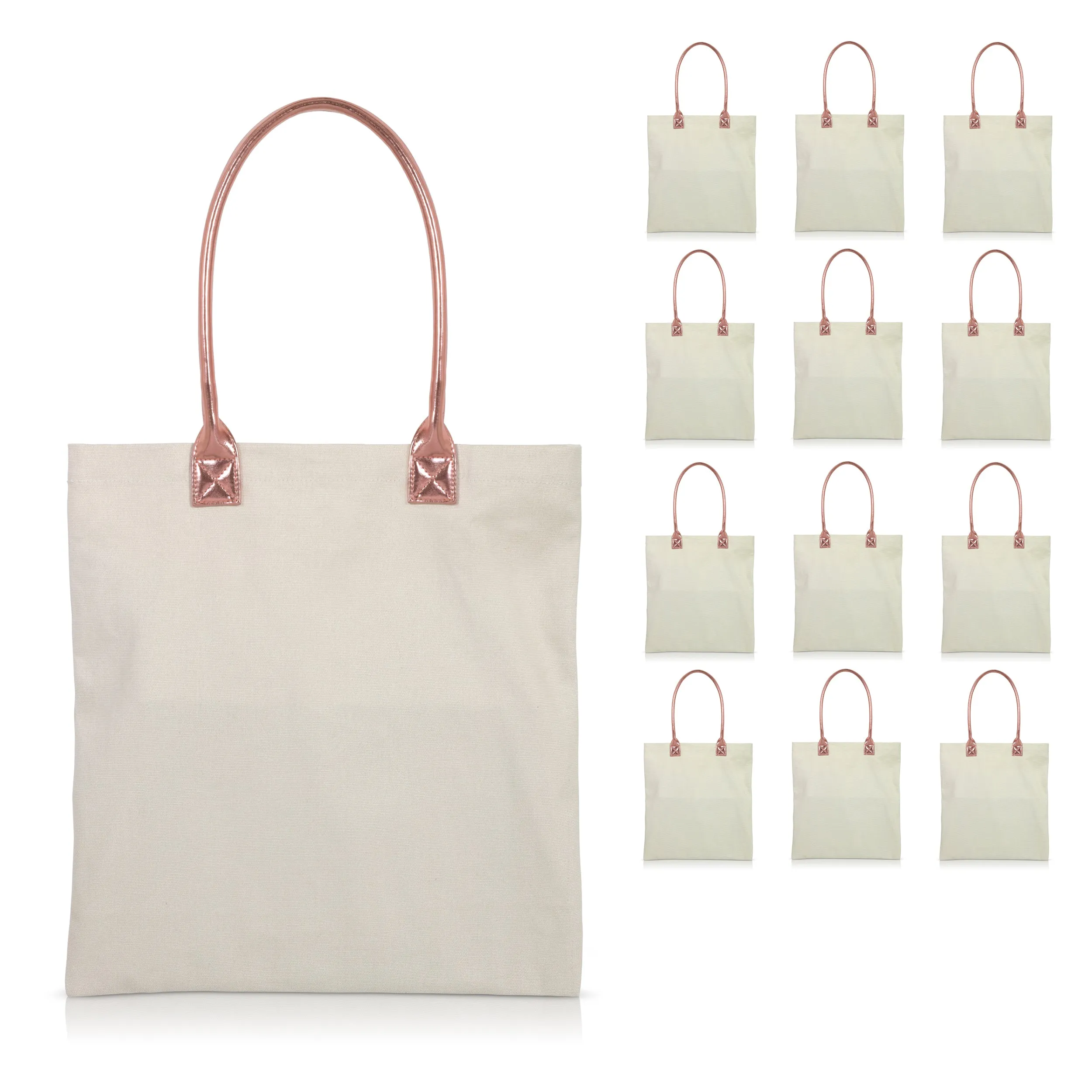 12 pcs Cotton Canvas Craft Totes with Metallic Handles
