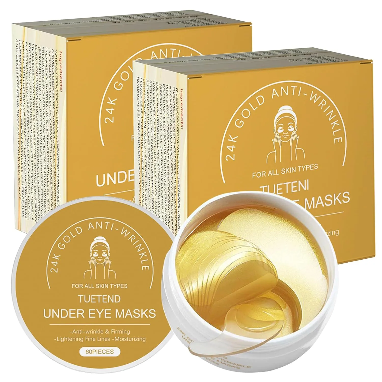 120pcs Eye Masks, Collagen and Hyaluronic Acid Ingredients, Suitable for Dark Circles, Wrinkles, Eye Bags, Fine Lines and Nasolabial Folds, Suitable for Men and Women.