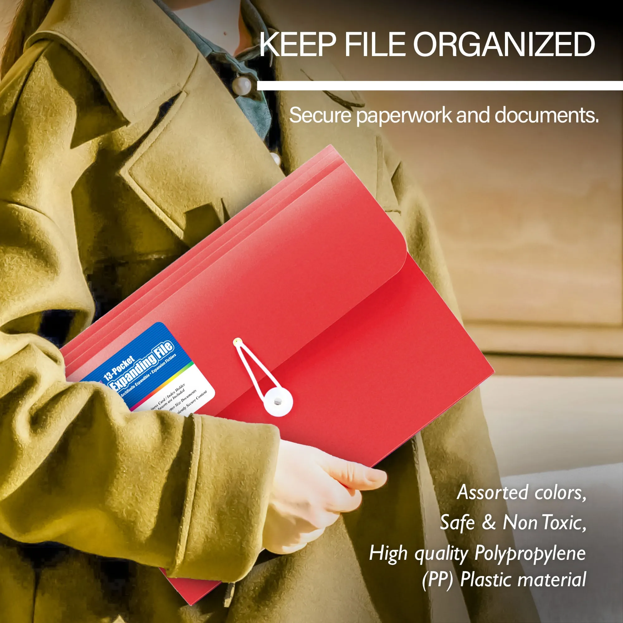 13-Pocket A4/Letter Size Poly Expanding File