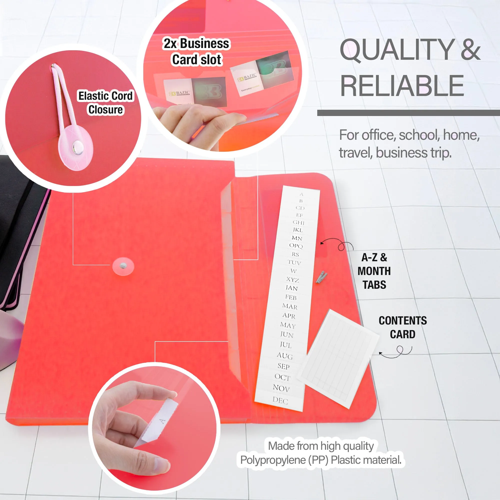 13-Pocket A4/Letter Size Poly Expanding File