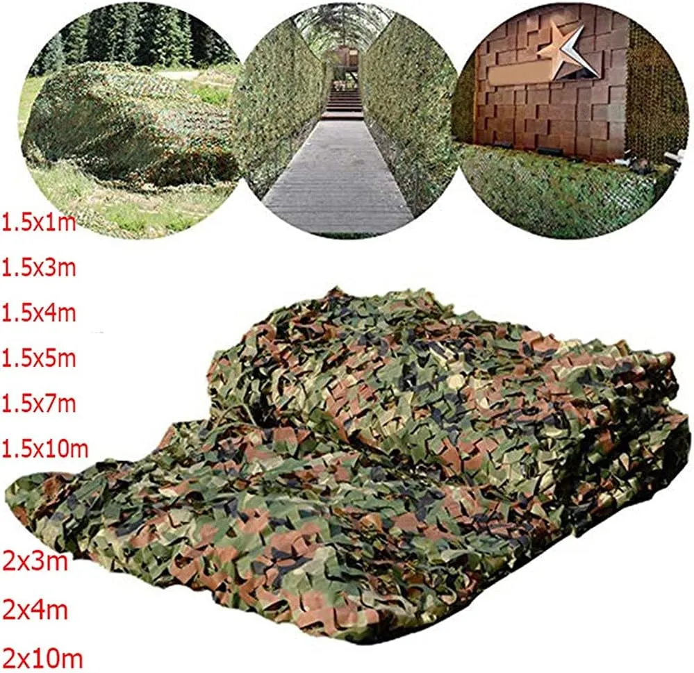 1.5x3m /2x10m Hunting Military Camouflage Nets Woodland Army Training Camo Netting Car Covers Tent Shade Camping Sun Shelter (Color : Jungle Camouflage, Size : 2x3M)