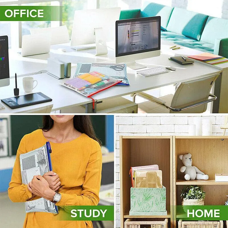 16X Mesh Zipper Pouch Document Bag Zip File Folders Organizer For A4 Size Travel