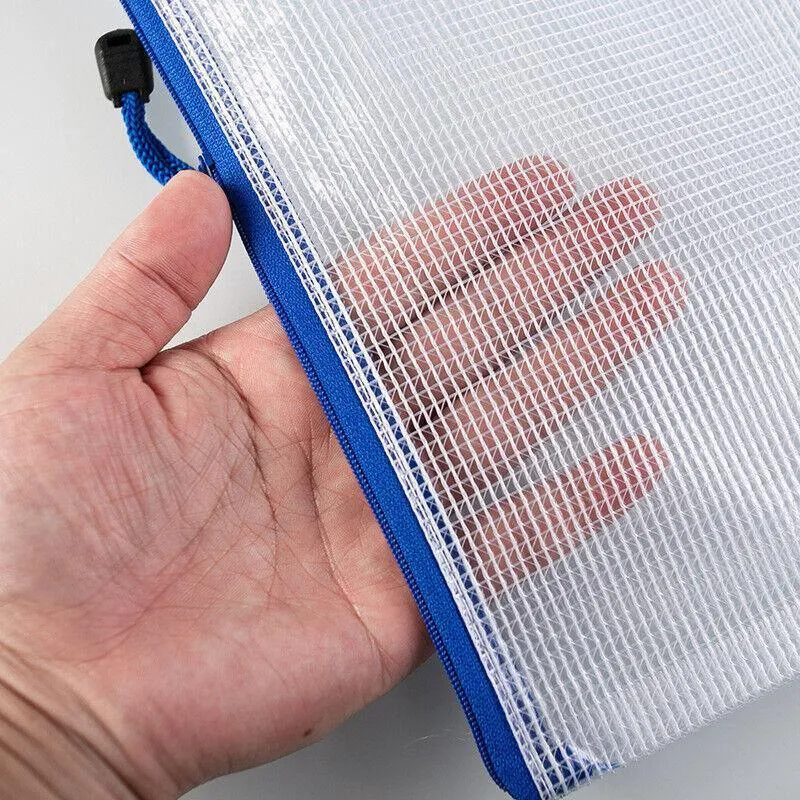 16X Mesh Zipper Pouch Document Bag Zip File Folders Organizer For A4 Size Travel