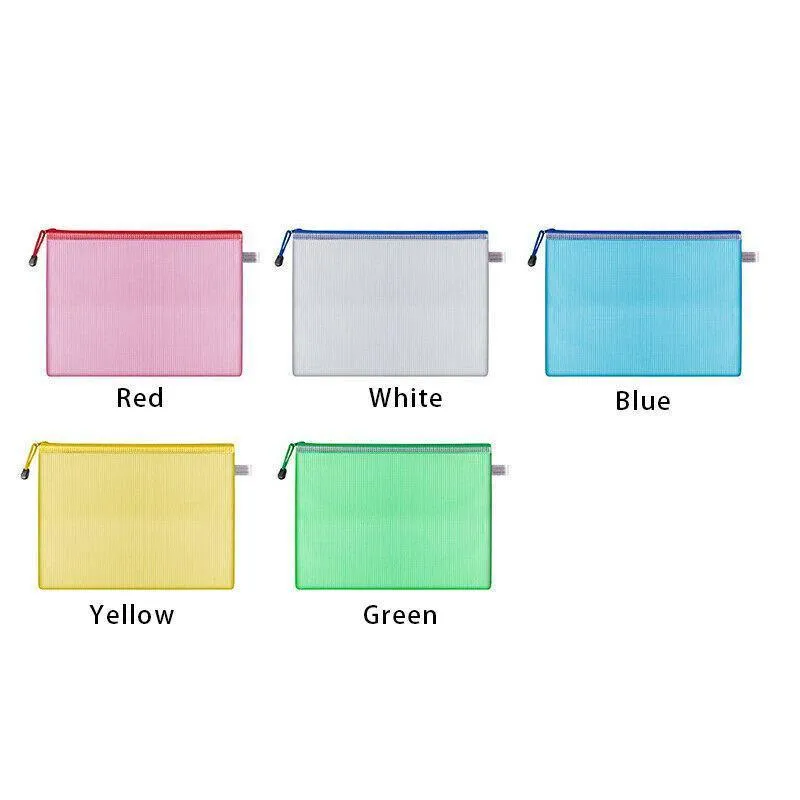 16X Mesh Zipper Pouch Document Bag Zip File Folders Organizer For A4 Size Travel