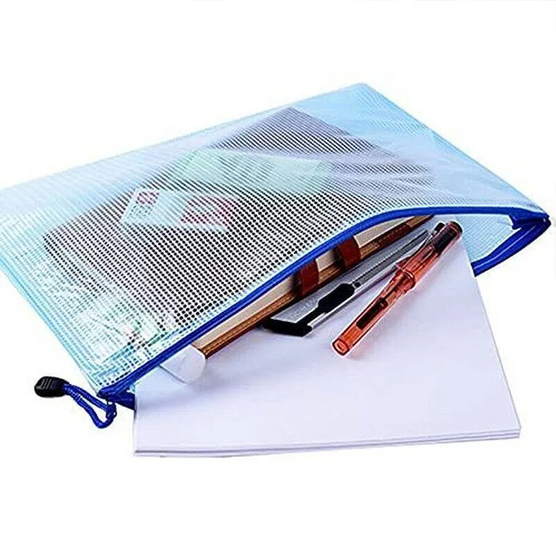 16X Mesh Zipper Pouch Document Bag Zip File Folders Organizer For A4 Size Travel