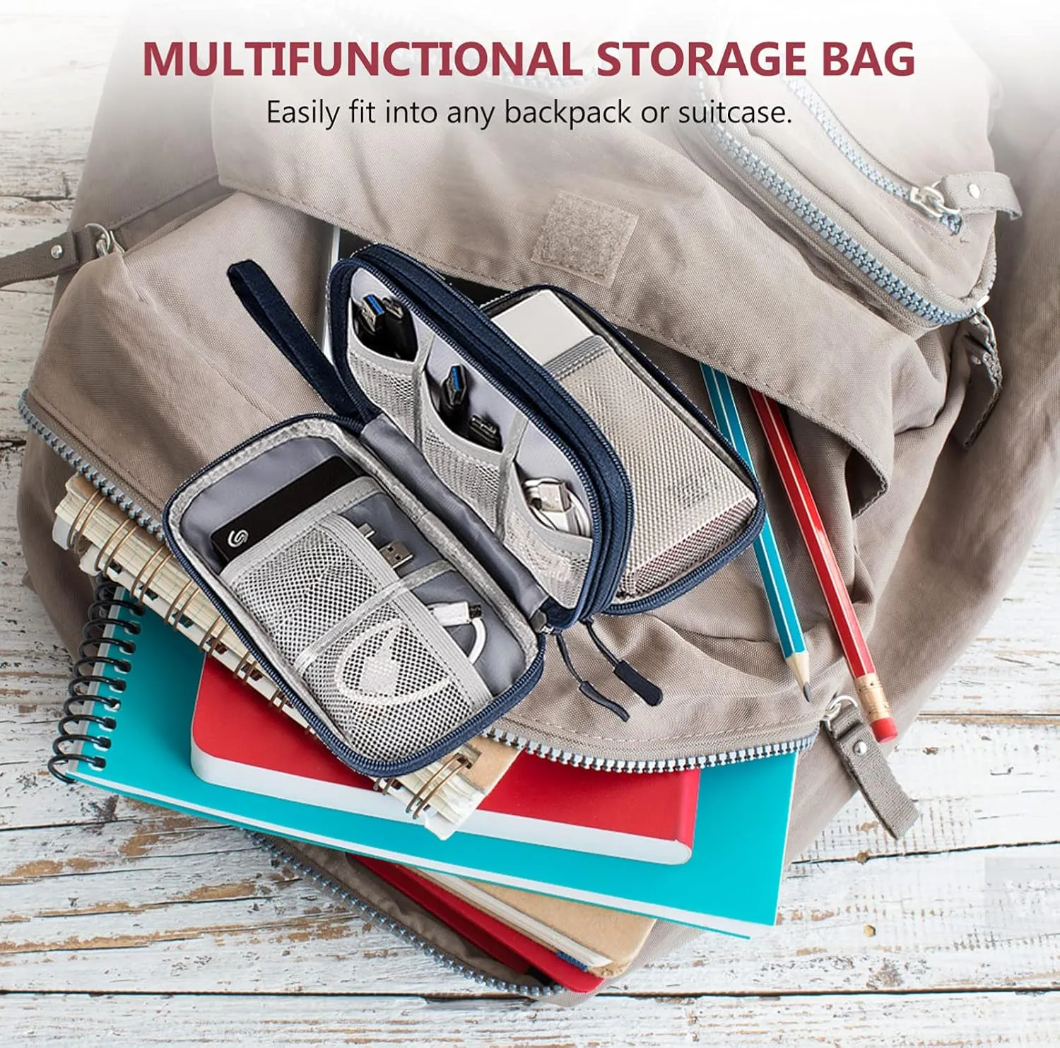 1pc Data Cables Pouch Multi Function Organizer Bag for Earphones Storage and Travel Accessories Compact Durable for Home Business Trips and Vacation