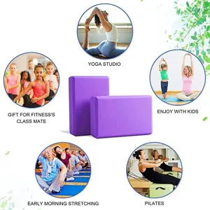 2 Piece Yoga Blocks, Gym Bricks High Density EVA Foam Comfortable Fitness Yoga Bricks, Anti Slip, Lightweight and Travel Friendly Pilates Practice