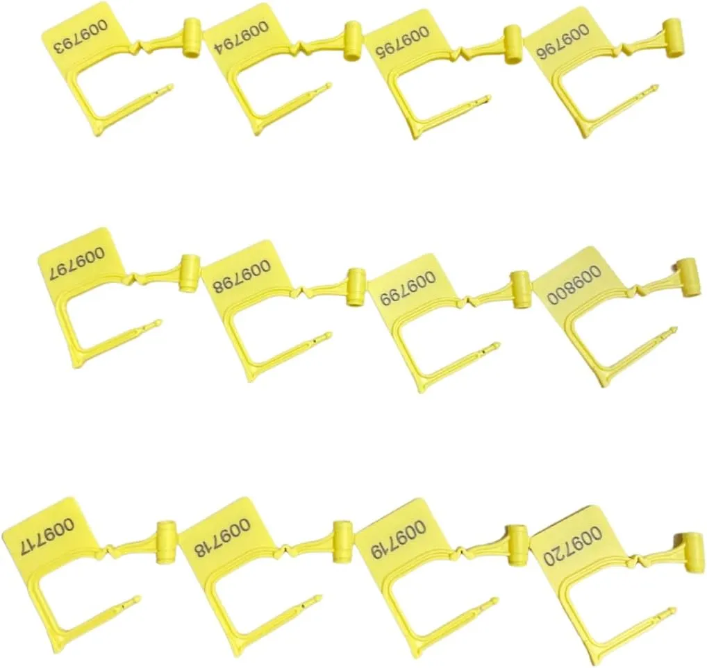 200 Pcs Numbered Security Plastic Padlock Seals Crash Cart Lock Keyed Padlocks Disposable Locks for Luggage Medical Clothing (Yellow)