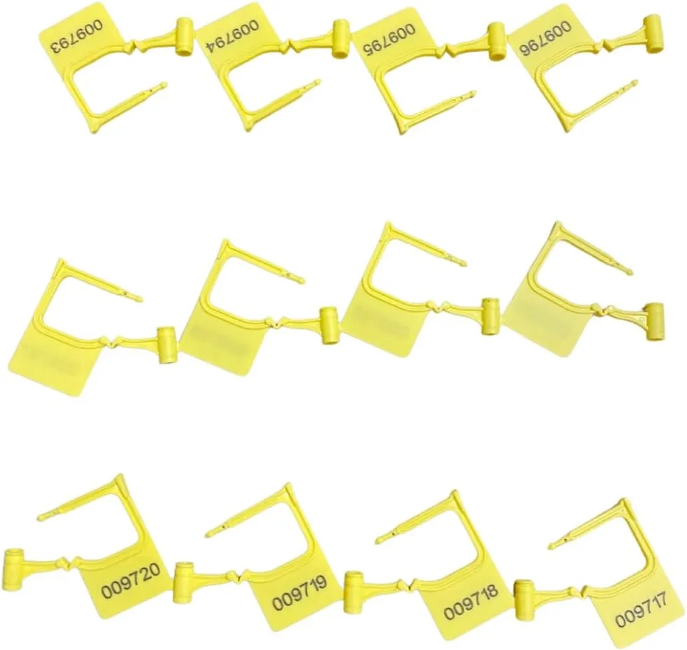 200 Pcs Numbered Security Plastic Padlock Seals Crash Cart Lock Keyed Padlocks Disposable Locks for Luggage Medical Clothing (Yellow)