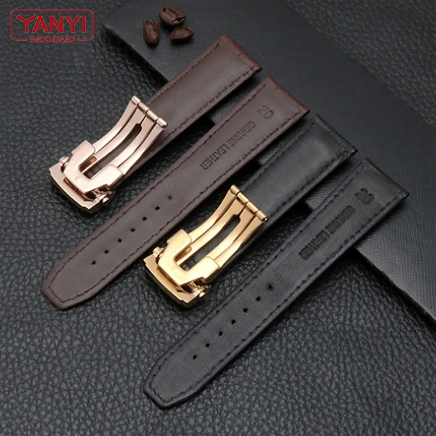 20mm 22mm Genuine Leather Watch Strap， For Maurice Lacroix Watchband Folding Buckle Leisure Business Cow Leather Bracelet