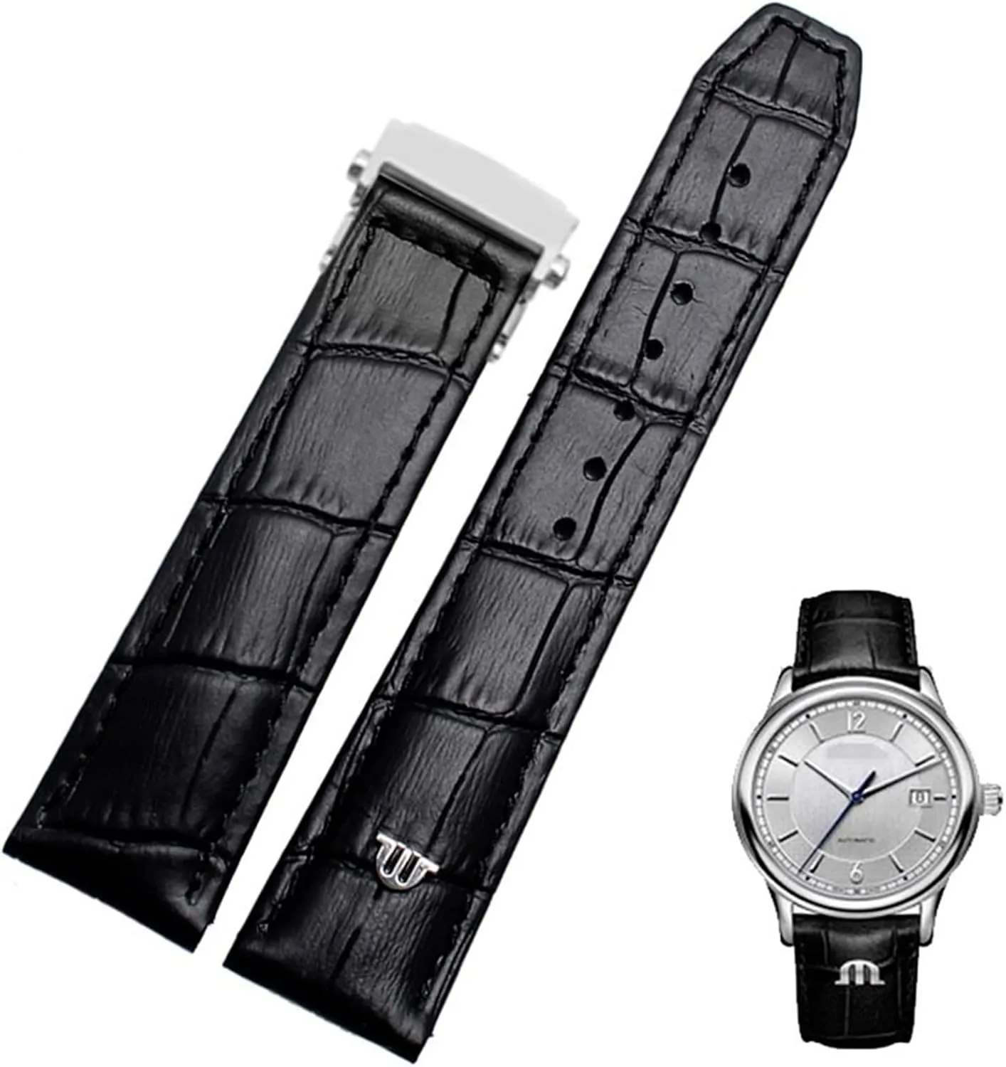 20mm 22mm Genuine Leather Watch Strap， For Maurice Lacroix Watchband Folding Buckle Leisure Business Cow Leather Bracelet
