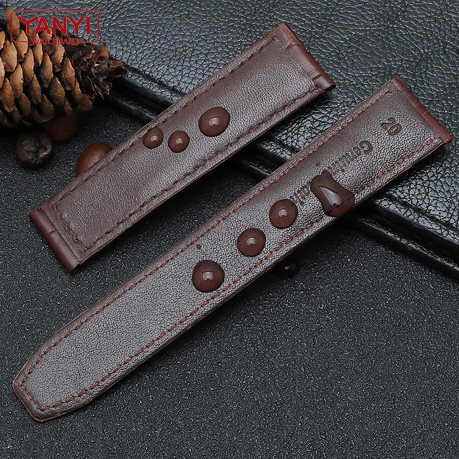 20mm 22mm Genuine Leather Watch Strap， For Maurice Lacroix Watchband Folding Buckle Leisure Business Cow Leather Bracelet