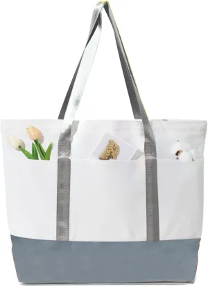 21in Heavy duty large canvas totes bag 12oz reusable zippered grocery shopping bag, extra large totes bag for women