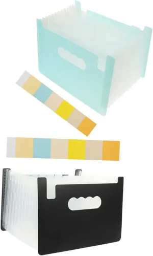 2Pcs Accordion File Folder Multi Document Bag for Tax Papers Bills Contracts Portable Storage Organizer for Office Home Use