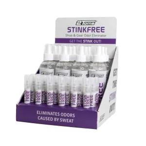2Toms StinkFree Shoe & Gear Odor Eliminator Spray, 8oz & Travel Size with Display