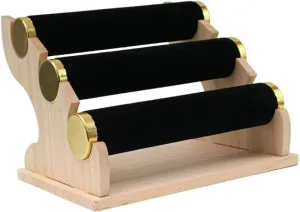 3-Bar Velvet Bracelet Holder Stand Organizer | Jewelry Display Rack for Watches, Necklaces | Bangle Organizer | Gift for Women and Men | Green, Black, Beige |