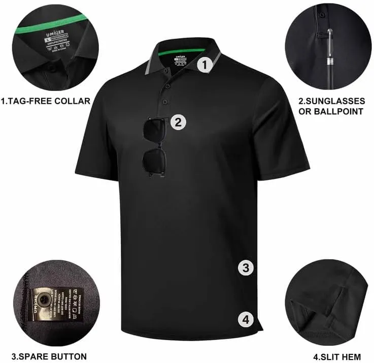 3 Pack Mens Polo Shirts Short Sleeve Performance Moisture Wicking Golf Shirt Athletic Quick Dry Collar Casual Shirts
