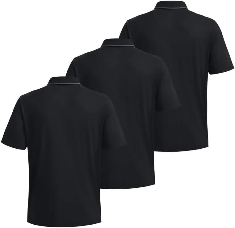3 Pack Mens Polo Shirts Short Sleeve Performance Moisture Wicking Golf Shirt Athletic Quick Dry Collar Casual Shirts