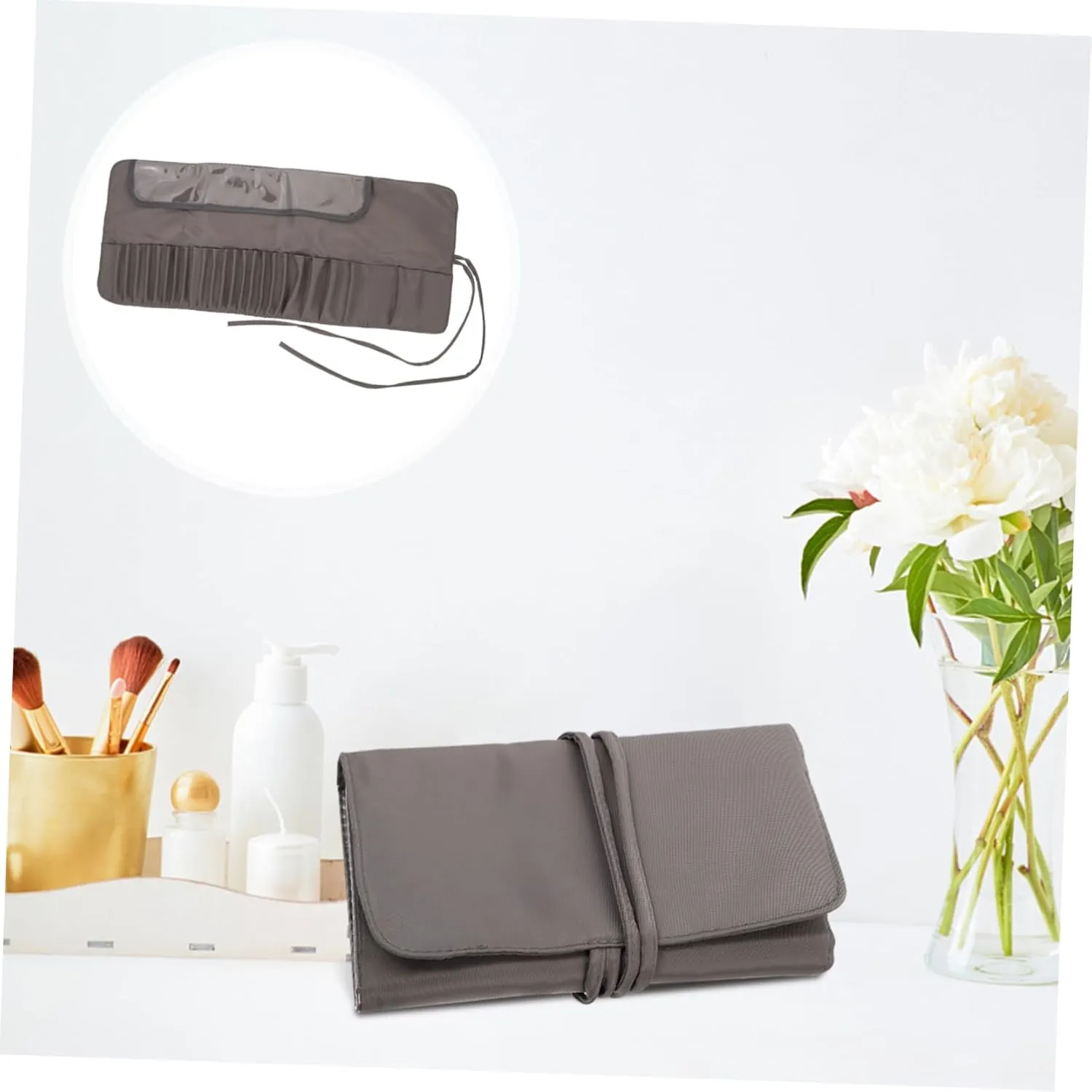 3pcs Hanging Makeup Organizer Makeup Brush Bag Organizer Brush Holder Lid for Cosmetics Case Travel Holder