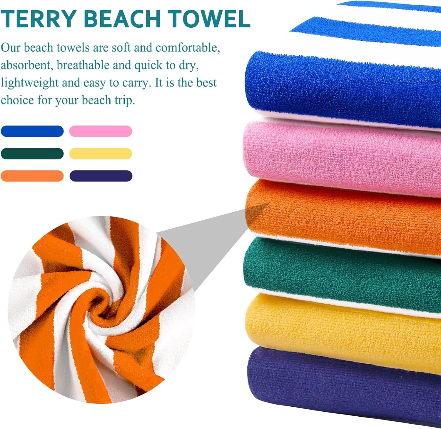 4 Packs Oversized Stripe Beach Towel Thin Terry Set for Women Men 72X40 Inch Big Extra Large Size Clearance Travel Camping Absorbent Towels Accessories Beach Essentials Blanket Adults Gift Orange