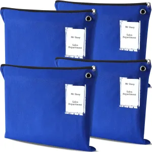4 Pcs Interoffice Mailer Canvas Transit Sack Zipper Bag 18" x 14" Large Zipper Pouch with Grommet Interoffice Mail Bag (Blue)