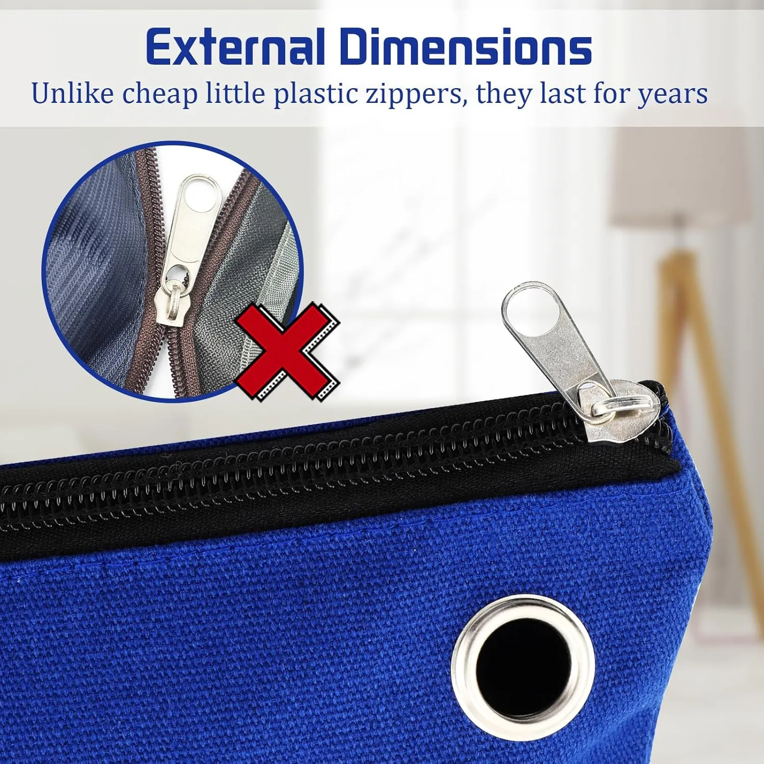 4 Pcs Interoffice Mailer Canvas Transit Sack Zipper Bag 18" x 14" Large Zipper Pouch with Grommet Interoffice Mail Bag (Blue)
