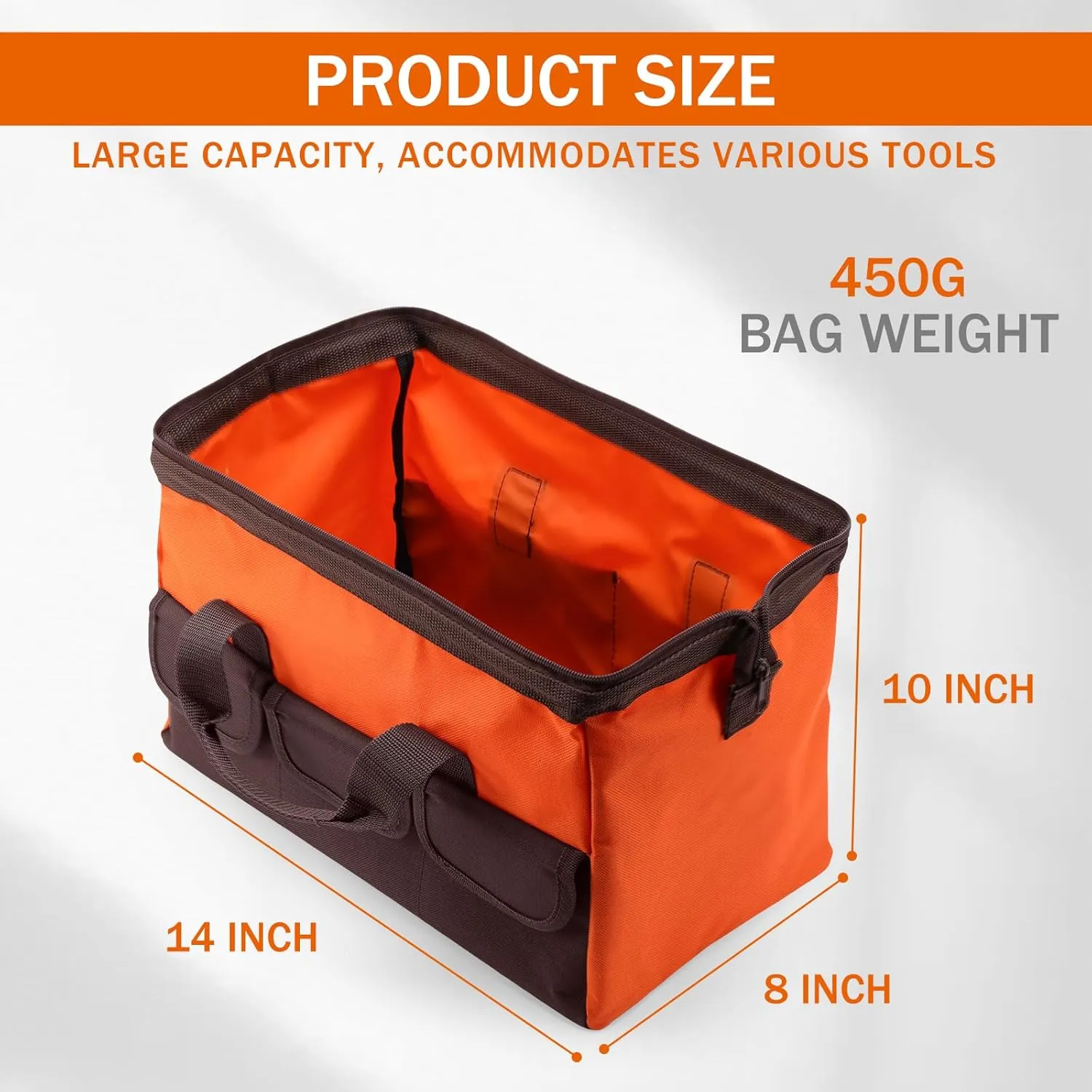 4 Pcs Tool Bags, Mens Tool Tote with Waterproof Hard Bottom Heavy Duty Tool Bag Portable Wide Mouth Tool Totes for Multifunctional Tools Electrician Carpenter Mechanic Home Use (14 Inch)