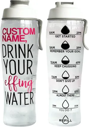 50 Strong Custom Water Bottle with Time Markers – Personalized 30 oz BPA-Free Leakproof Bottle with Chug Cap & Easy-Carry Handle – Made in USA