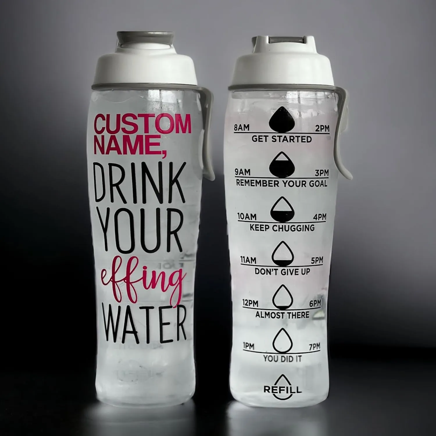 50 Strong Custom Water Bottle with Time Markers – Personalized 30 oz BPA-Free Leakproof Bottle with Chug Cap & Easy-Carry Handle – Made in USA