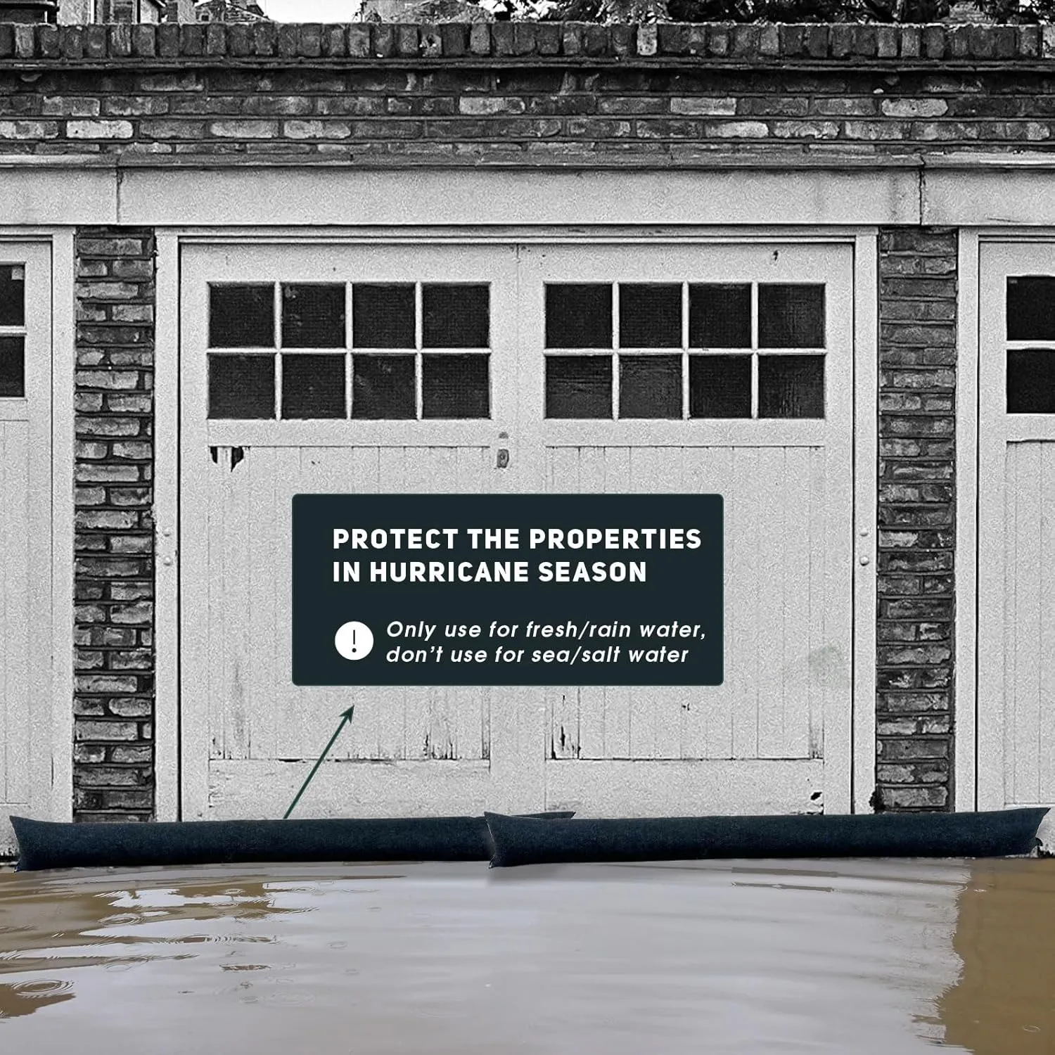 5FT Water Activated Flood Barriers for Home Door, Sandless Sand Bags for Anti Flood Control, Alternative Sandbag for Rain Protection, Absorbent Prevention for Garage & Basement (4-Pack)