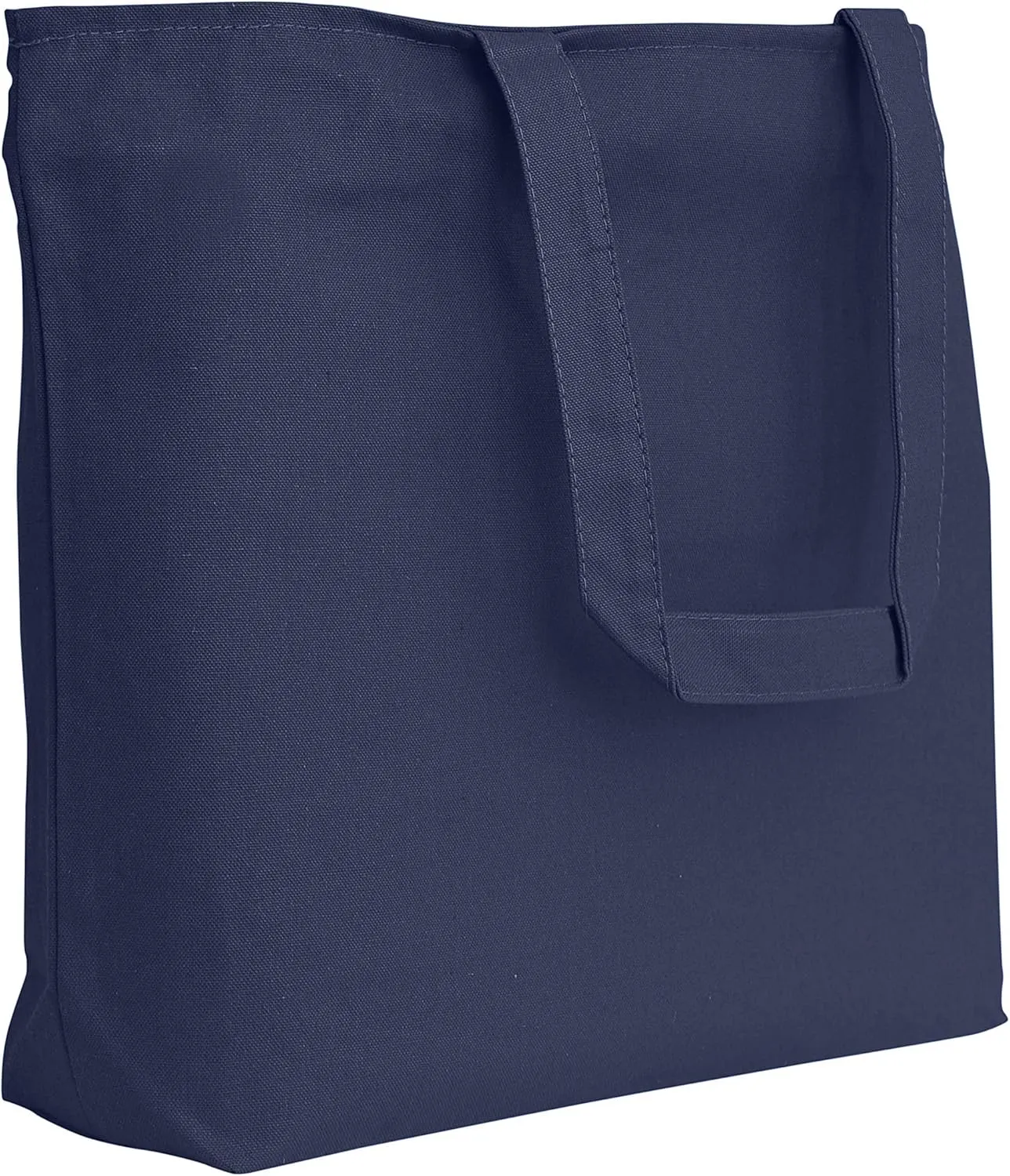 (6 Pack) Set of 6 Heavy Canvas Large Tote Bag with Zippered Closure (Navy)