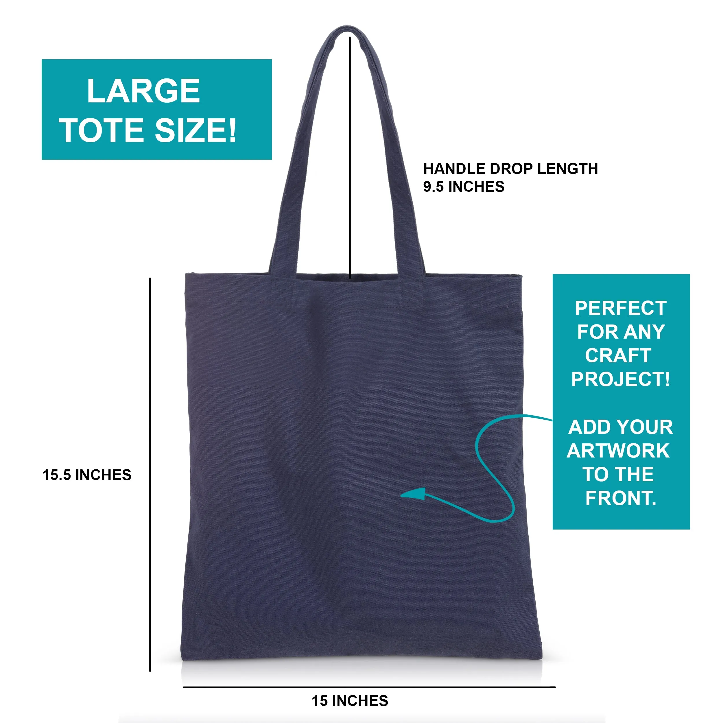 6 pcs Navy Cotton Canvas Craft Totes