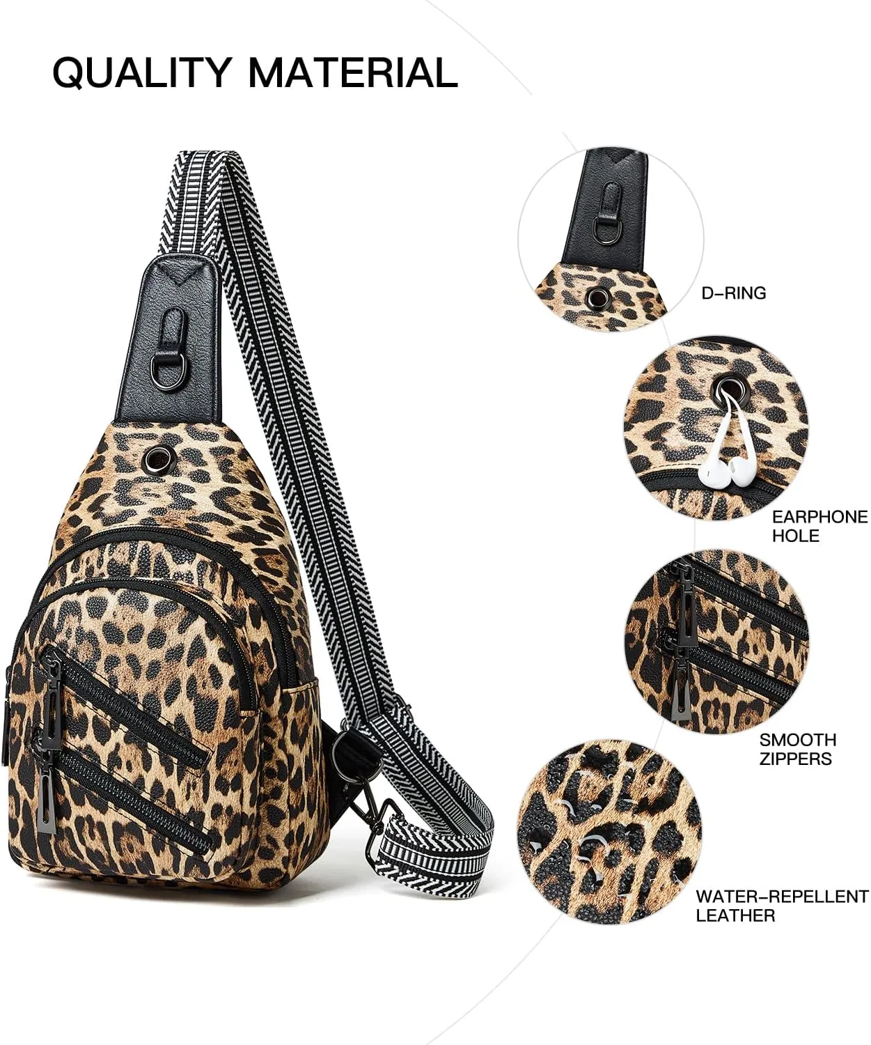 7L Sling Bag For Women Men Crossbody Shoulder Tote Blet Bags Backpack Fanny Pack Travel Purse Faux Leather