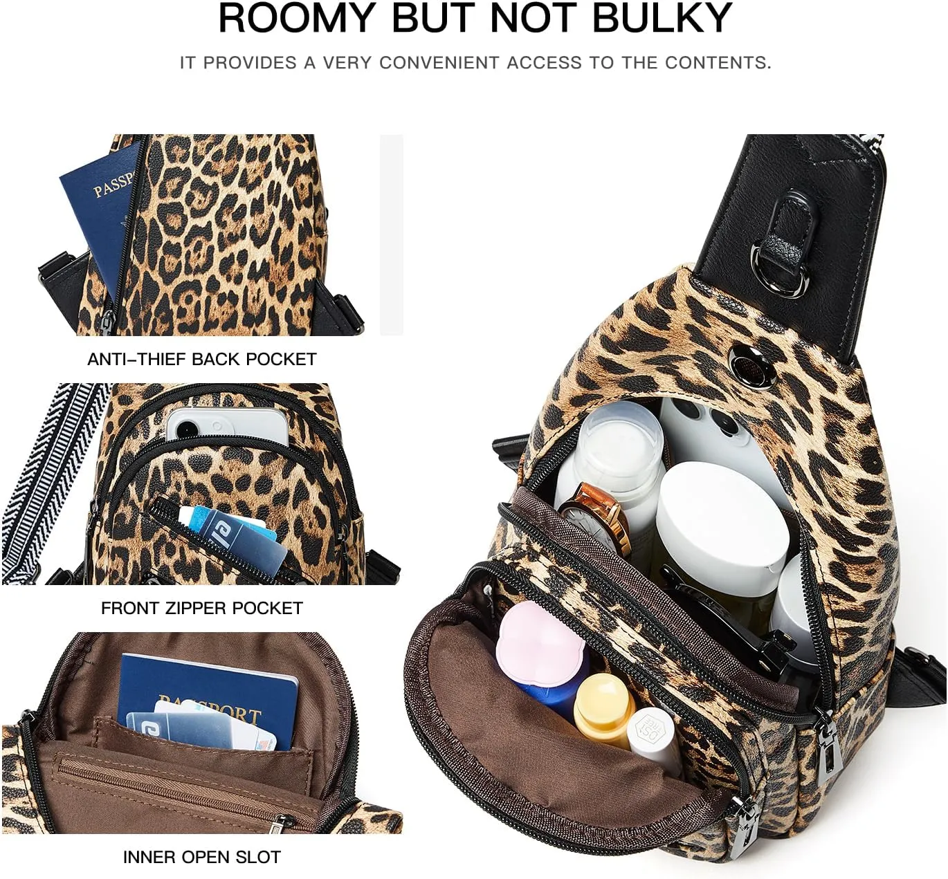 7L Sling Bag For Women Men Crossbody Shoulder Tote Blet Bags Backpack Fanny Pack Travel Purse Faux Leather