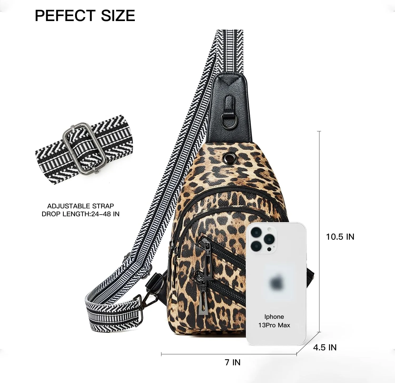 7L Sling Bag For Women Men Crossbody Shoulder Tote Blet Bags Backpack Fanny Pack Travel Purse Faux Leather