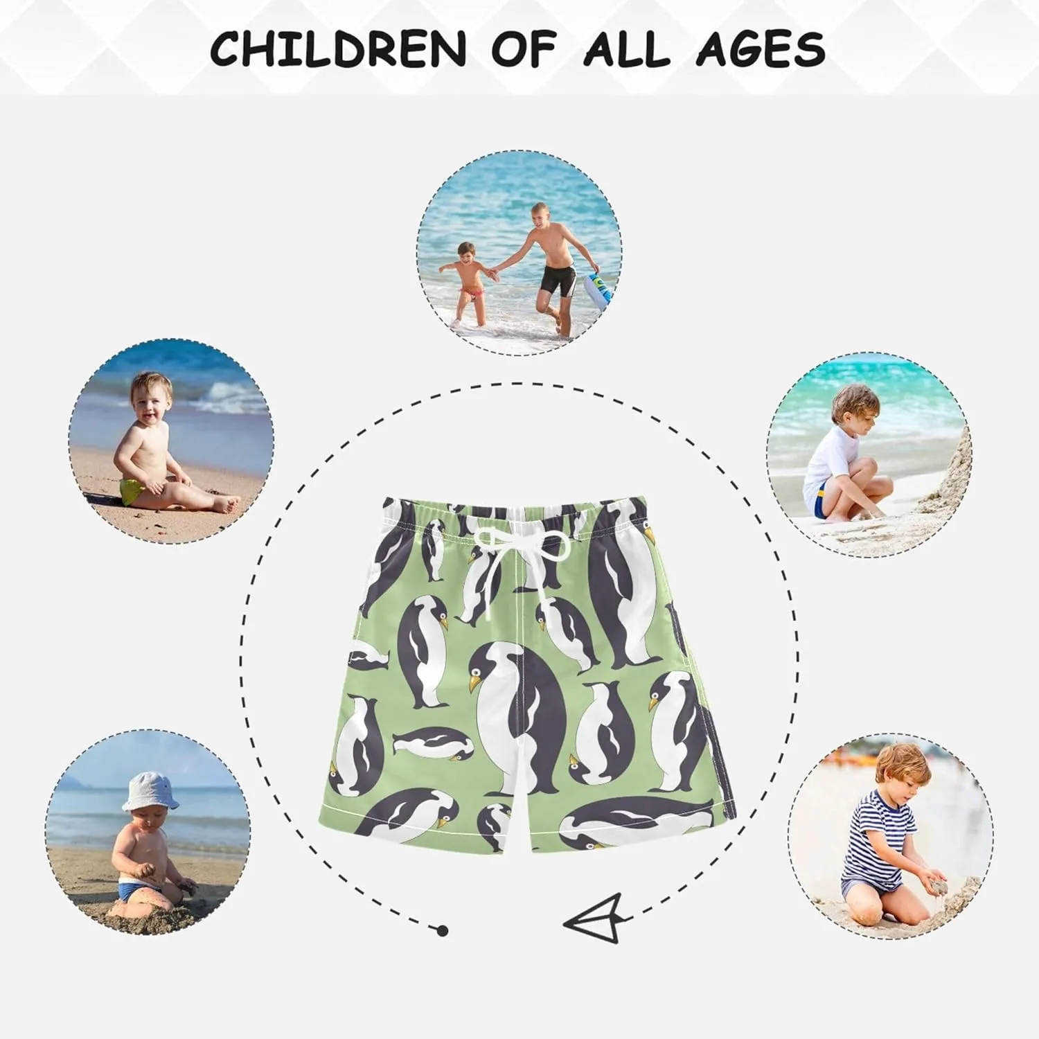 8-12T Boys Swim Trunks Quick Dry Board Shorts Swimwear Beachwear with Mesh Lining M