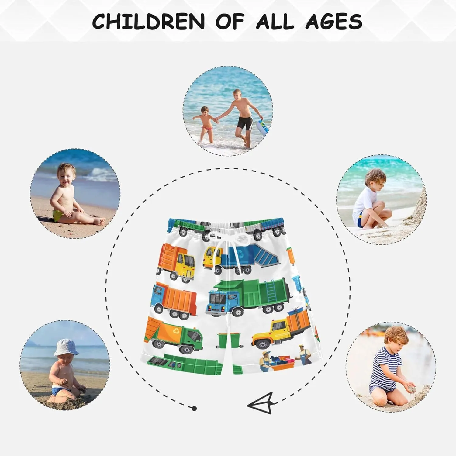 8-12T Boys Swim Trunks Quick Dry Board Shorts Swimwear Beachwear with Mesh Lining M