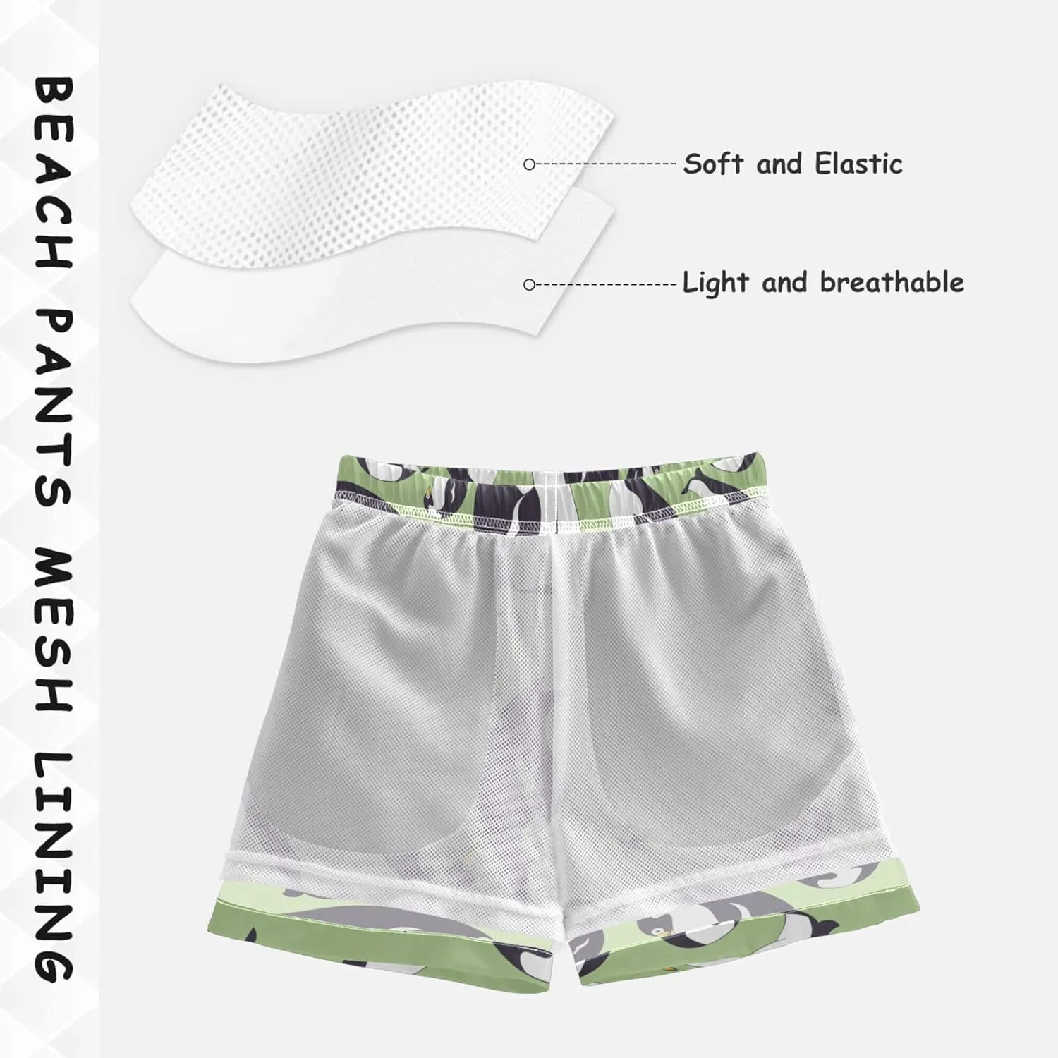8-12T Boys Swim Trunks Quick Dry Board Shorts Swimwear Beachwear with Mesh Lining M