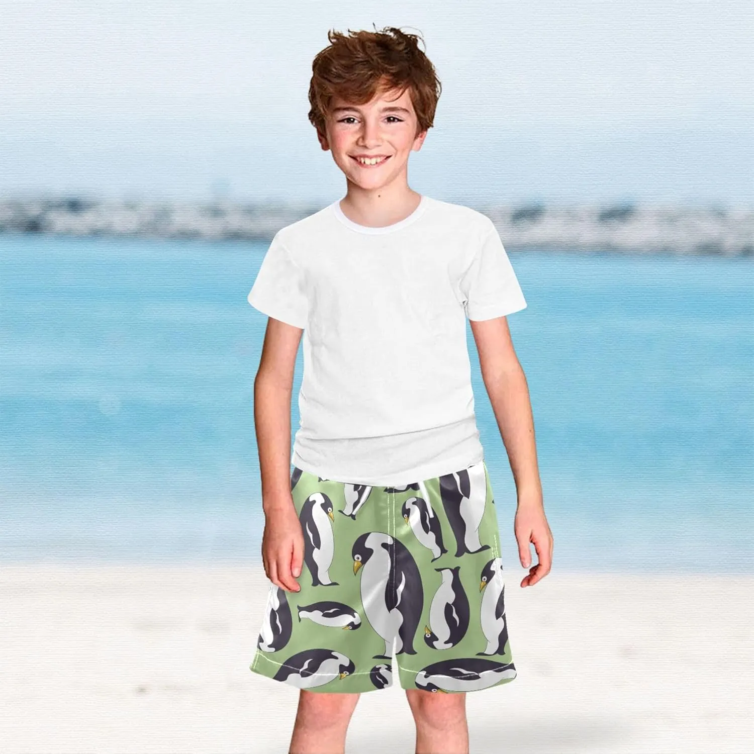 8-12T Boys Swim Trunks Quick Dry Board Shorts Swimwear Beachwear with Mesh Lining M