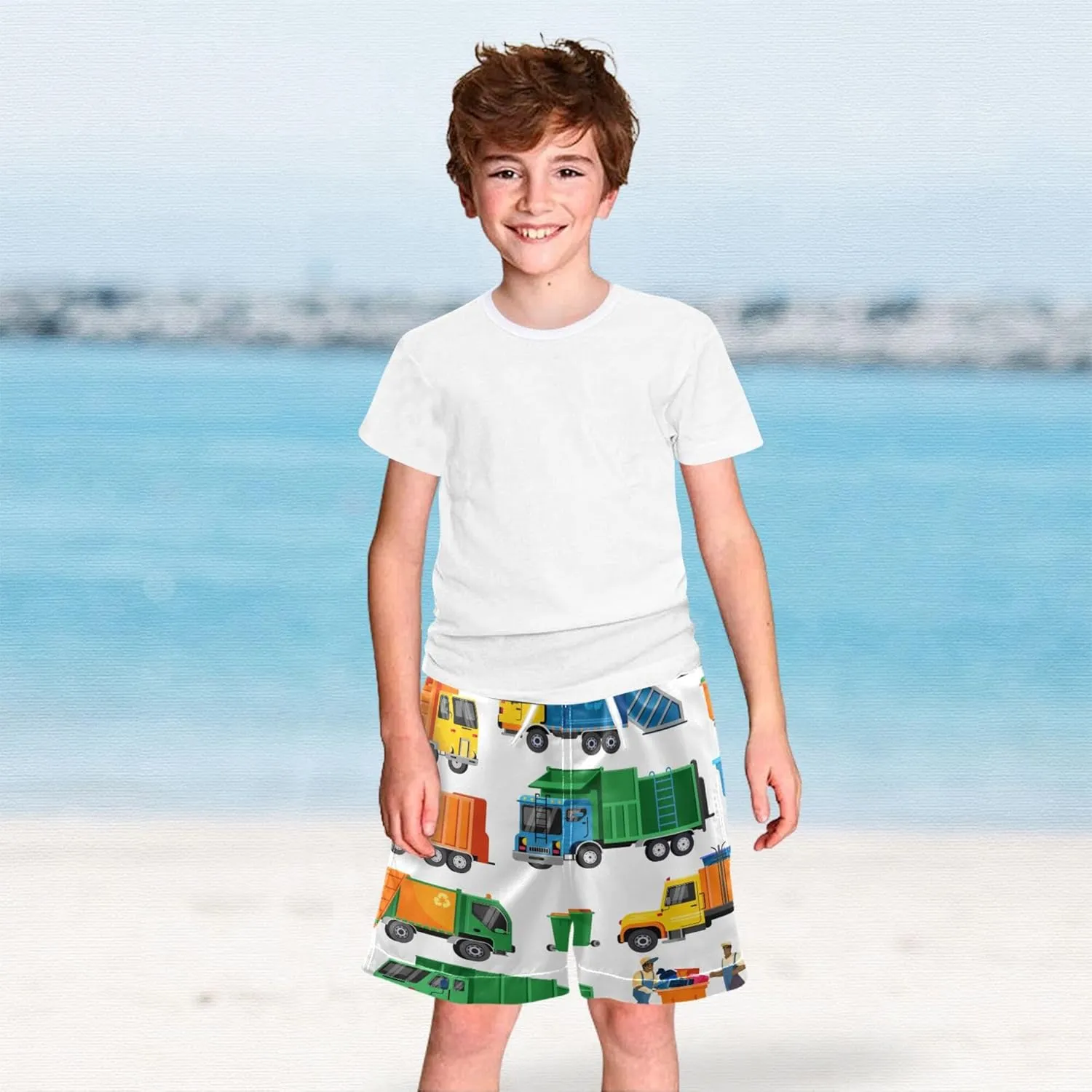 8-12T Boys Swim Trunks Quick Dry Board Shorts Swimwear Beachwear with Mesh Lining M