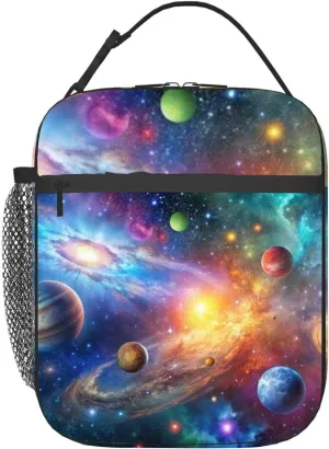 a celestial symphony colorful interstellar beauty and celestial Insulated Iunch Bag for Men Woman Large Portable Waterproof Reusable Thermal Lunch Box with Pockets for Work Travel Picnic
