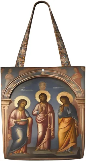 a Divine Frescoes Durable Canvas Shoulder Shopping Bag for Women Everyday Use