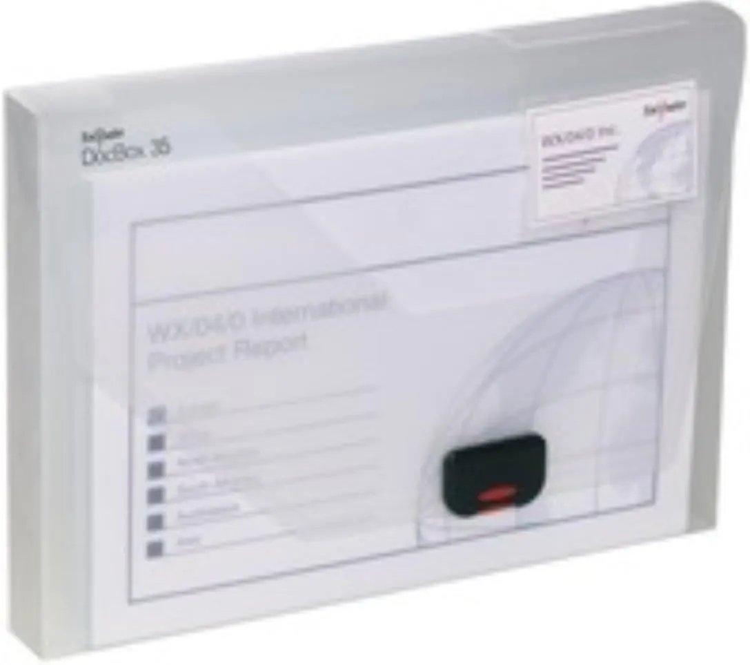 A4 DocBox Clear 35 mm Box File with Push Lock (Pack of 1) Ref 12861