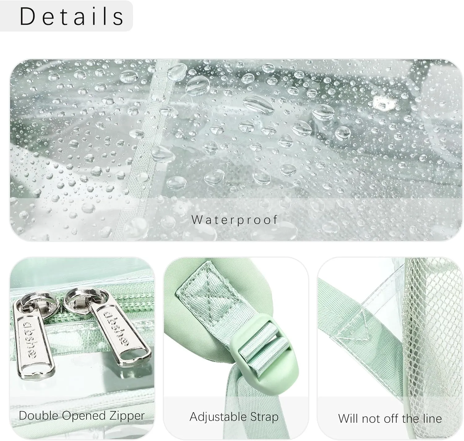 abshoo Large Clear Backpack For Girls Women Heavy Duty Transparent Backpacks Clear School Bookbag (Light Green)